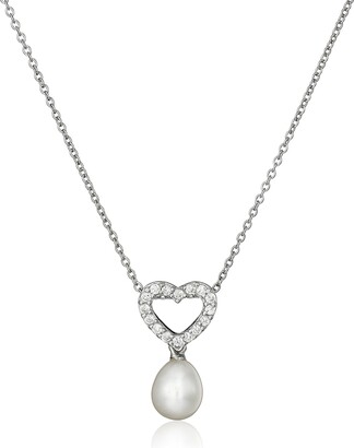 Bella Pearl Fancy Cubic Zirconia Heart Pendant Necklace