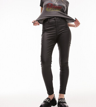 New Look faux leather coated jeggings in black - ShopStyle
