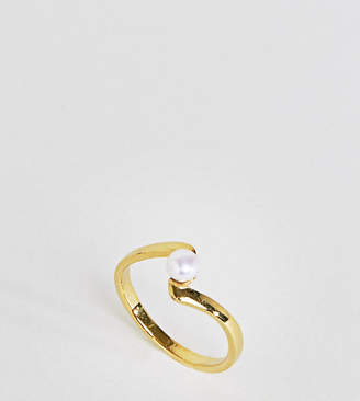 ASOS Gold Plated Sterling Silver Twisted Pearl Ring