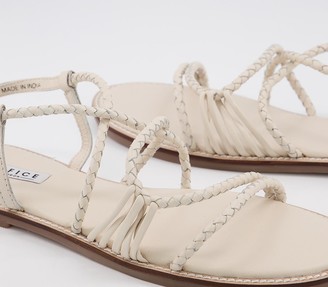 Office Scala Plaited Buckle Flat Sandals Off White Leather