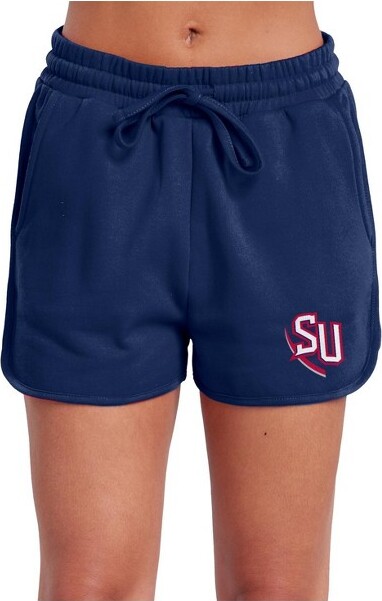 NCAA Women'sShenandoahUniversitySchoolLogoTeamColorCasualDrawstringCottonSweatShortsWithPockets,Navy,Medium