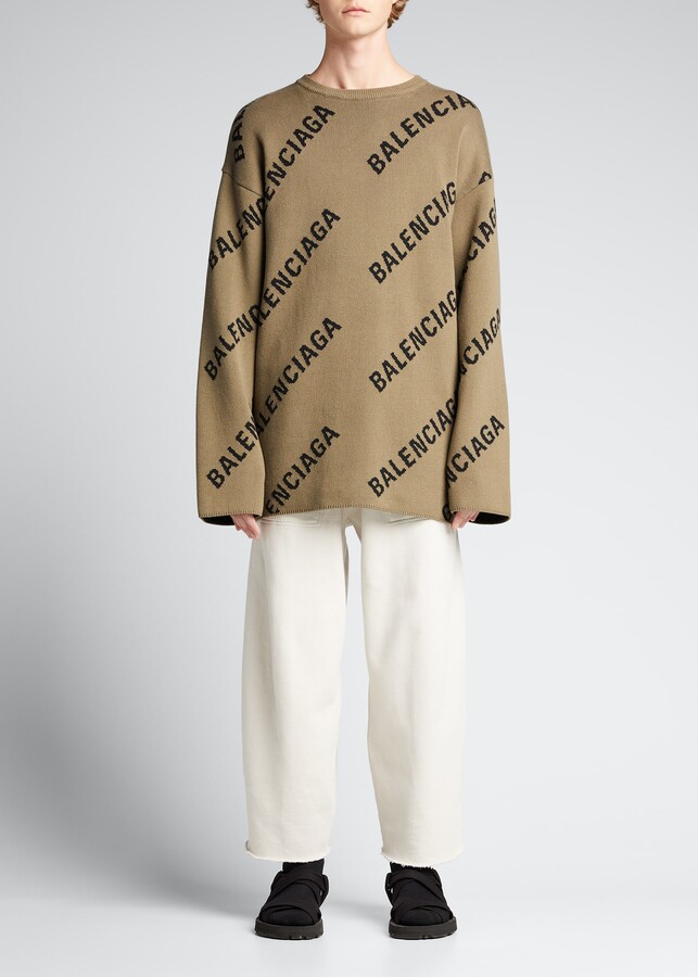 Balenciaga Men's Oversized Diagonal-Logo Sweater - ShopStyle