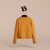 Thumbnail for your product : Burberry Check Cuff Cotton Knit Cardigan , Size: 12Y, Yellow