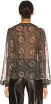 Thumbnail for your product : Saint Laurent Paisley Print Blouse in Bronze, Green & Gold | FWRD