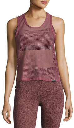 Koral Activewear Crescentic Open-Mesh Crop Top, Pink/Gold