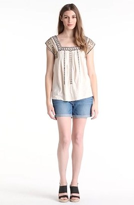 Lucky Brand Embroidered Jersey Top