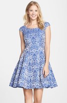 Thumbnail for your product : Betsey Johnson Jacquard Cap Sleeve Fit & Flare Dress