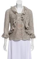 Thumbnail for your product : Oscar de la Renta Silk Crochet Cardigan Set w/ Tags grey Silk Crochet Cardigan Set w/ Tags