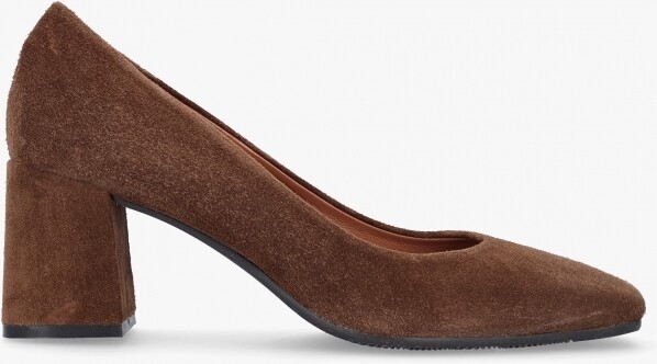 EVALUNA Bevel Brown Suede Block Heel Court Shoes ShopStyle - Main Image