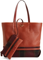 Thumbnail for your product : Brooks Brothers Wool Tartan and Calfskin Large Tote