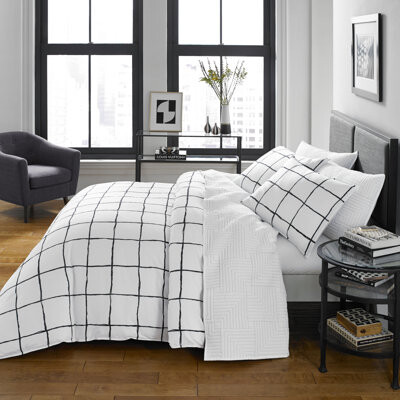 City Scene Zander White Reversible Duvet Cover Set