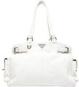 Thumbnail for your product : Prada Pre-Owned White Vitello Daino Leather Side Pocket Shoulder Bag