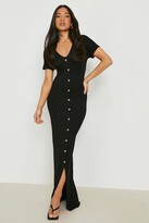 Thumbnail for your product : boohoo Petite V Neck Button Detail Maxi Dress