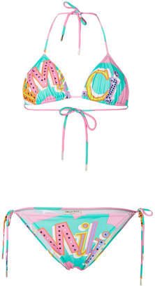 Emilio Pucci logo print triangle bikini set