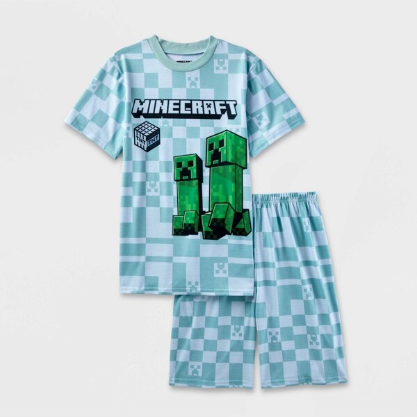 Minecraft Boys' Creeper 2pc Short Sleeve Top and Shorts Pajama Set