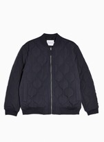 Thumbnail for your product : Topman Navy Quilted Bomber Jacket