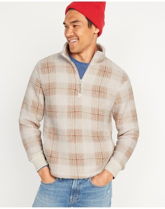Old Navy Cozy Patterned Sherpa Quarter-Zip Sweatshirt for Men - ShopStyle