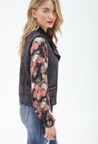 Thumbnail for your product : LOVE21 LOVE 21 Faux Leather & Faux Shearling Moto Vest