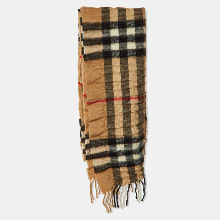 Burberry Beige Vertical Quilted Cashmere & Merino Wool Scarf