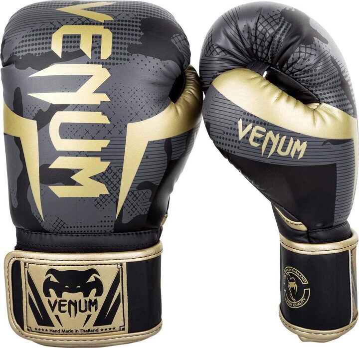 Venum Elite Boxing Gloves, Men's, 8OZ, Black/Dark Camo