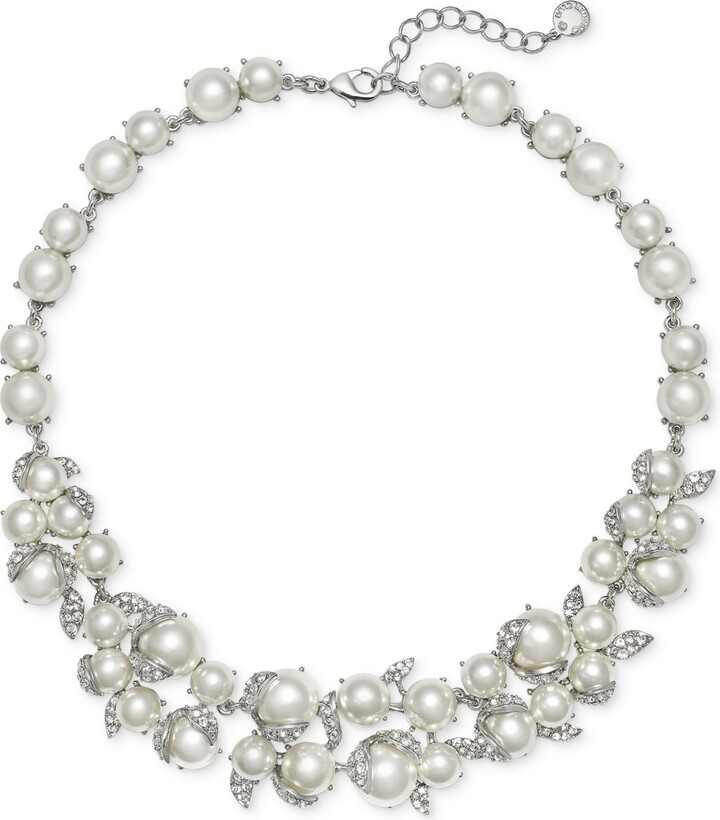 Amazon.com: Charter Club Gold-Tone Pavé, Imitation Pearl & Bead Shaky  Collar Necklace, 17