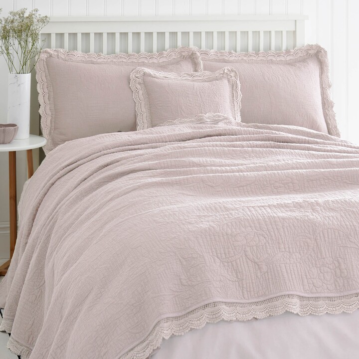 Dunelm Lace Edge Blush Bedspread Blush (Pink) ShopStyle Quilts