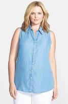 Thumbnail for your product : Foxcroft Sleeveless Denim Tunic Shirt (Plus Size)