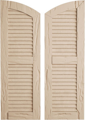 Ekena Millwork Timberthane Two Equal Louver w/Elliptical Top Faux Wood Shutters (Per Pair)