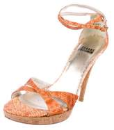 Thumbnail for your product : Stuart Weitzman Embossed Ankle Strap Sandals