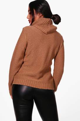 boohoo Petite Sian Cowl Neck Cable Knit Jumper