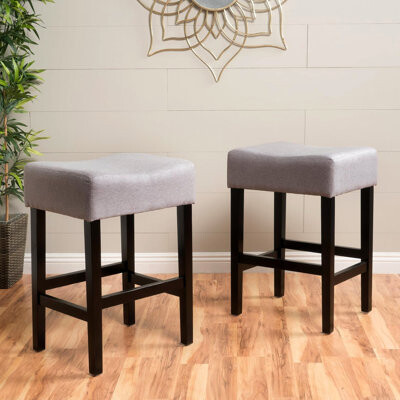 Hokku Designs 2 Kd Backless Counter Stool  Grey. Soft Fabric Seat Cushion Wood Construction. Improves Home . 15.78\