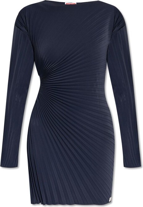 Kenzo Long Sleeved Pleated Ruched Mini Dress