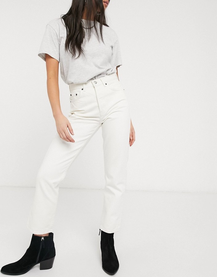 Topshop Editor straight leg jeans in off white ShopStyle