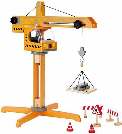 Hape Playscapes Crane Lift Playset, 360 Degree Rotation - Yellow