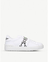 Thumbnail for your product : Valentino Rockstud floral-print leather low-top trainers