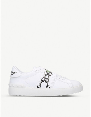 Valentino Rockstud floral-print leather low-top trainers