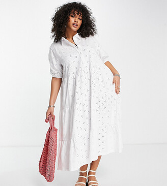 Asos Edition Shirt Dress White Broderie Dress Asos ASOS Curve ASOS