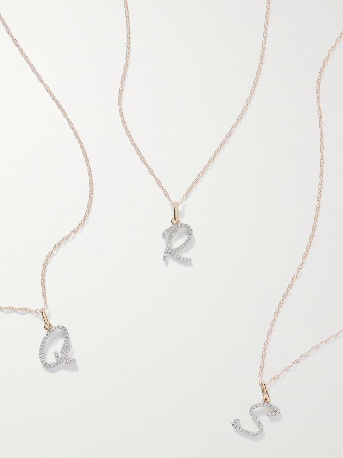 STONE AND STRAND Large Scripted Initial 10karat Gold Diamond Necklace