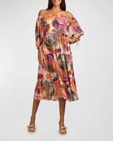 Thumbnail for your product : Trina Turk Cattleya Off-Shoulder Botanical-Print Dress