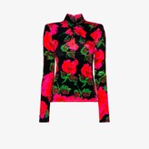 Thumbnail for your product : Richard Quinn Crossover Neck Floral Velvet Top