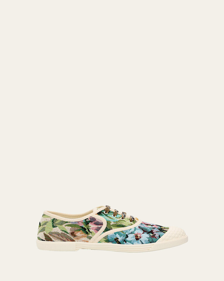 Valentino Garavani Bay By Bay Floral Canvas Low-Top Sneakers