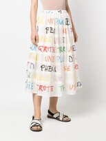 Thumbnail for your product : Sara Lanzi text-print A-line skirt