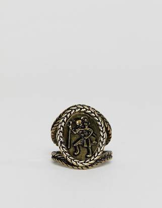 Reclaimed Vintage st christopher ring in burnished gold