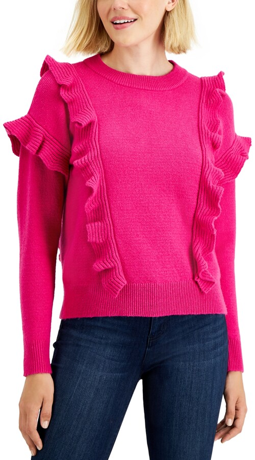 pink ruffle sweatshirt