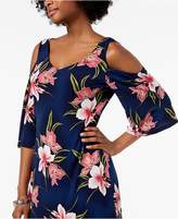 Thumbnail for your product : Connected Floral-Print Cold-Shoulder Shift Dress