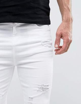 Good For Nothing Muscle Fit Jeans In White With Distressing