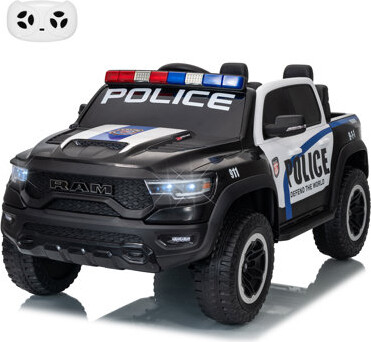 LumiParty Licensed RAM 12V Kids Ride On Truck with Remote Control, Electric Police Pickup Toy Car