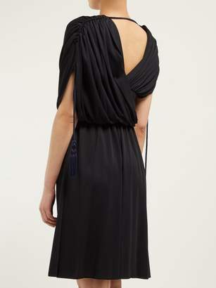 Lanvin Draped Tasselled Crepe Dress - Womens - Black