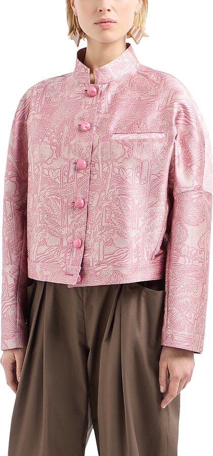 Emporio Armani Landscape Tonal Print Shiny Jacquard Jacket
