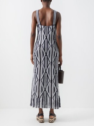 Gabriela Hearst Daria Fringed Wool-macramé Dress - Grey Multi